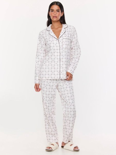 סט פיג’מה מודפסת מכותנה